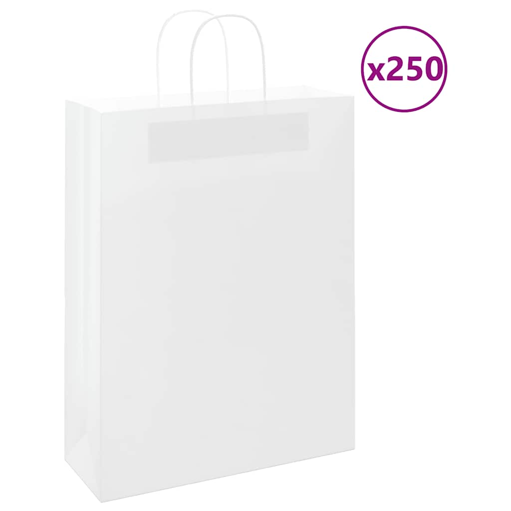 VidaXL Papiertüten 250 Stück mit Griffen 32x12x42 cm weiß