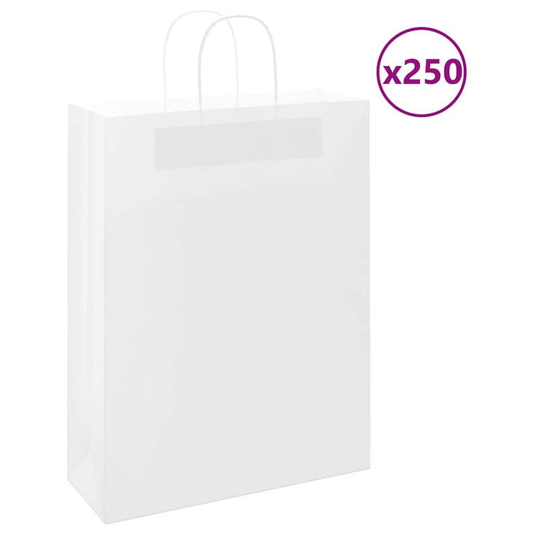 VidaXL Papiertüten 250 Stück mit Griffen 32x12x42 cm weiß