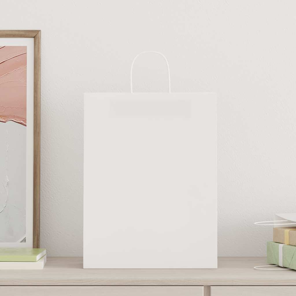 VidaXL Papiertüten 250 Stück mit Griffen 32x12x42 cm weiß