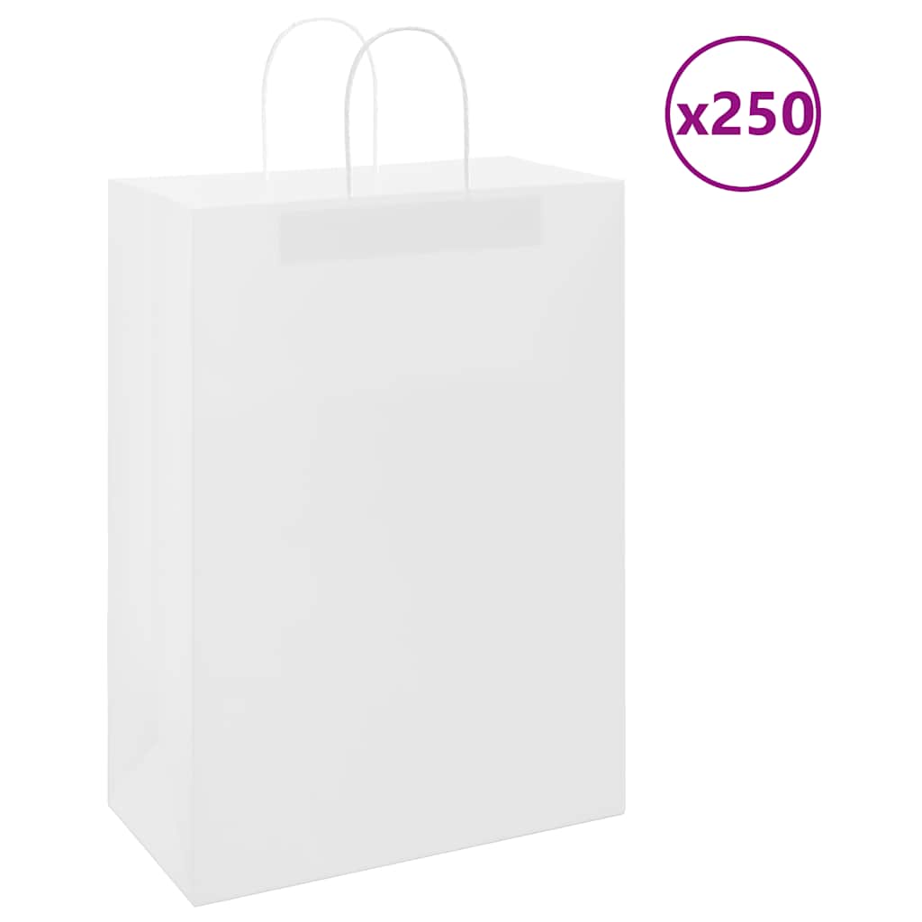 VidaXL Papiertüten 250 Stück mit Griffen 32x17x44 cm weiß