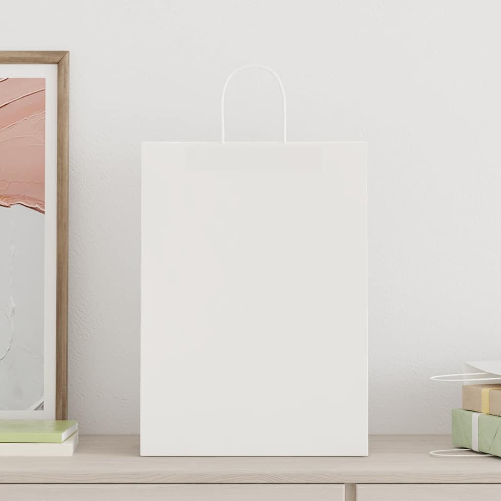 VidaXL Papiertüten 250 Stück mit Griffen 32x17x44 cm weiß