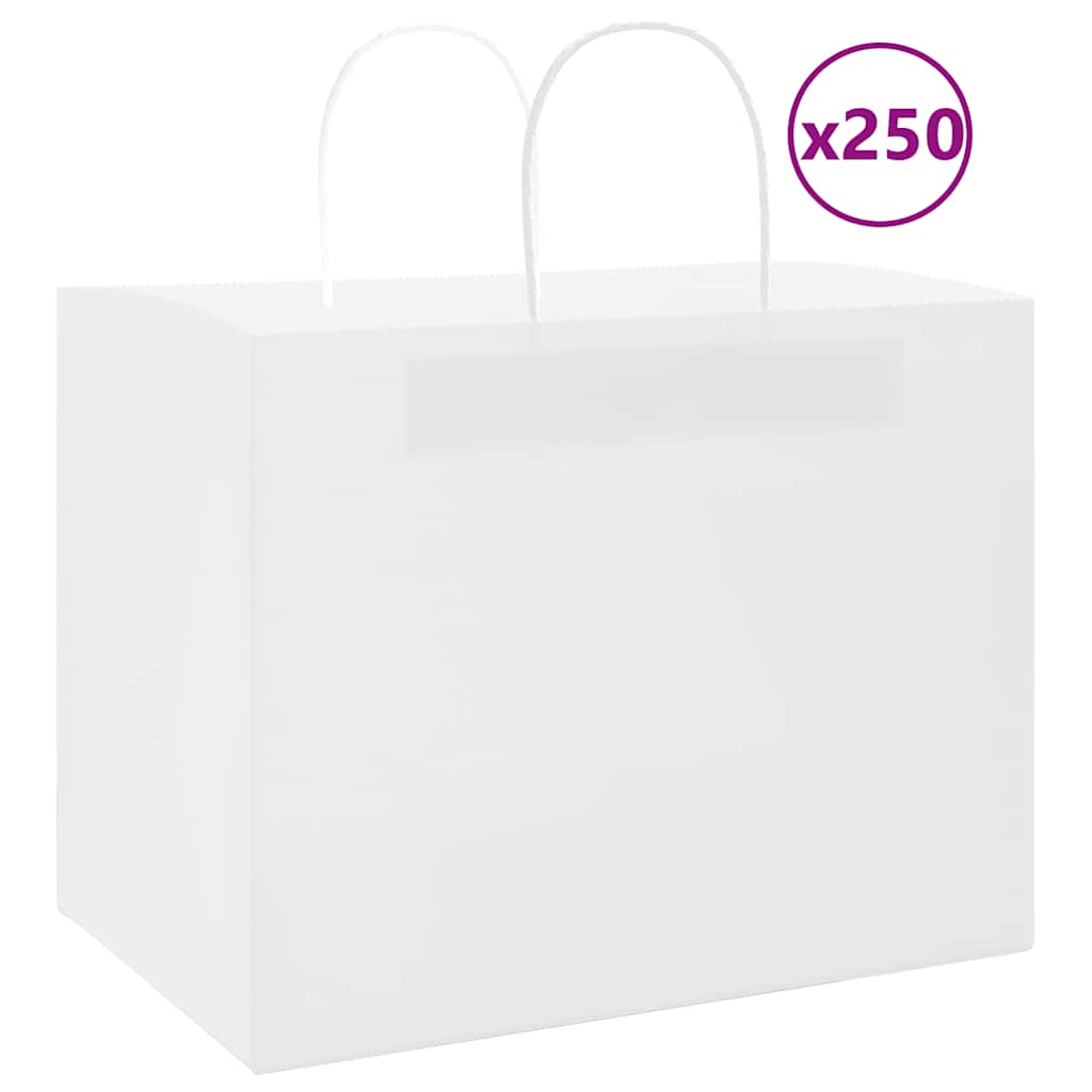 VidaXL Papiertüten 250 Stück mit Griffen 32x22x24 cm weiß