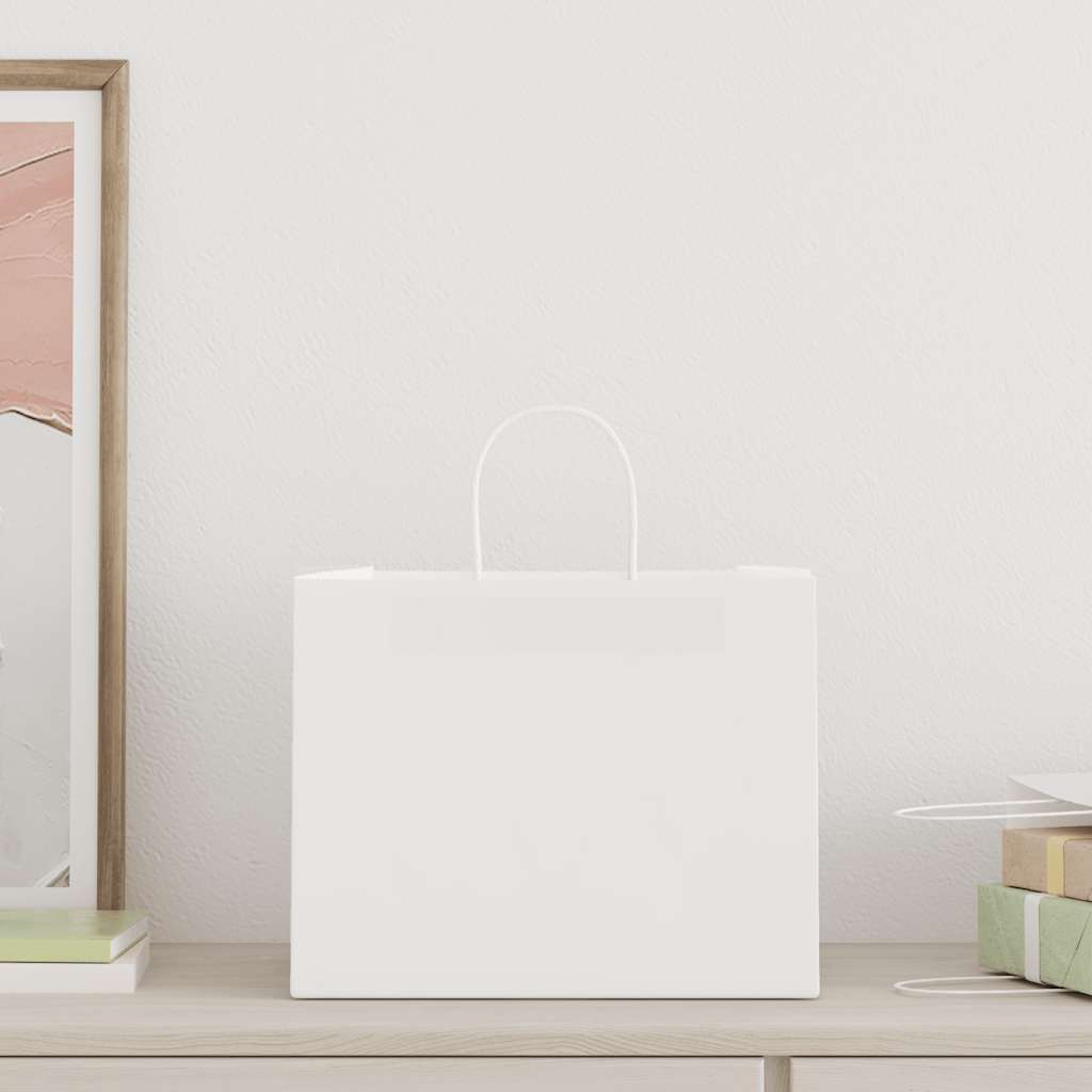 VidaXL Papiertüten 250 Stück mit Griffen 32x22x24 cm weiß
