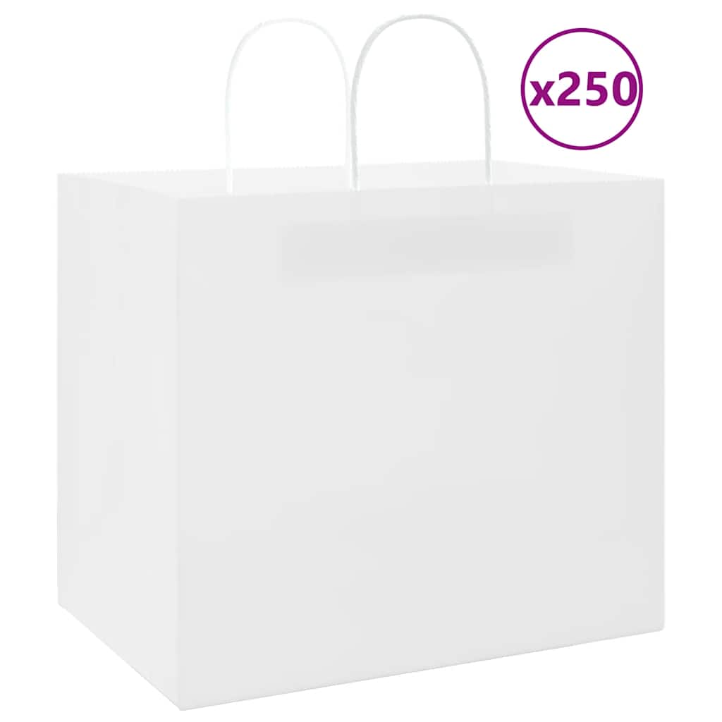 VidaXL Papiertüten 250 Stück mit Griffen 32x22x28 cm weiß