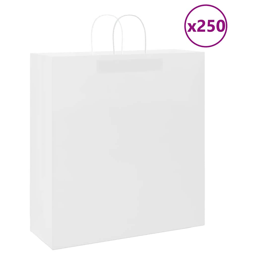 VidaXL Papiertüten 250 Stück mit Griffen 45x17x48 cm weiß