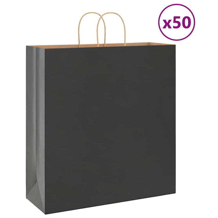 VidaXL Papiertüten 50 Stück mit Griffen 45x17x48 cm schwarz