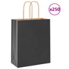 VidaXL Papiertüten 250 Stück mit Griffen 18x8x22 cm schwarz