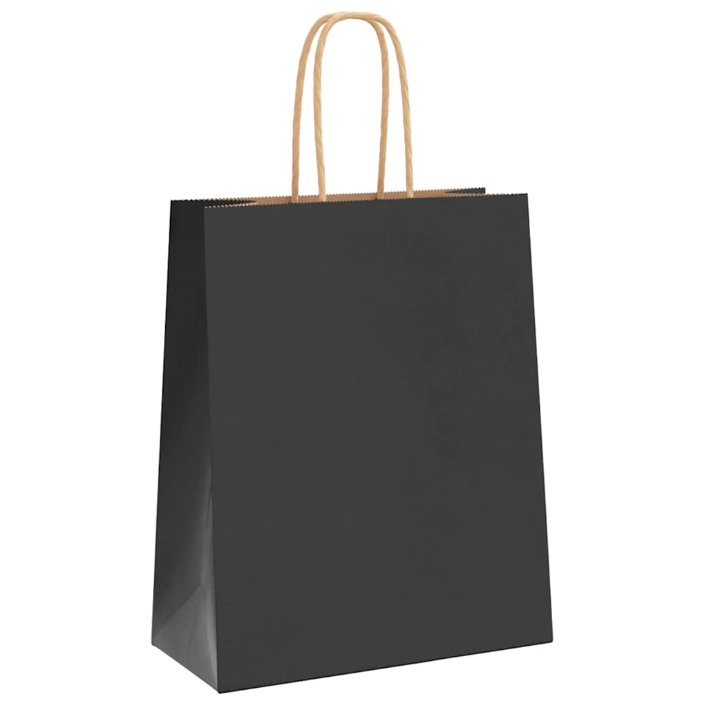 VidaXL Papiertüten 250 Stück mit Griffen 18x8x22 cm schwarz