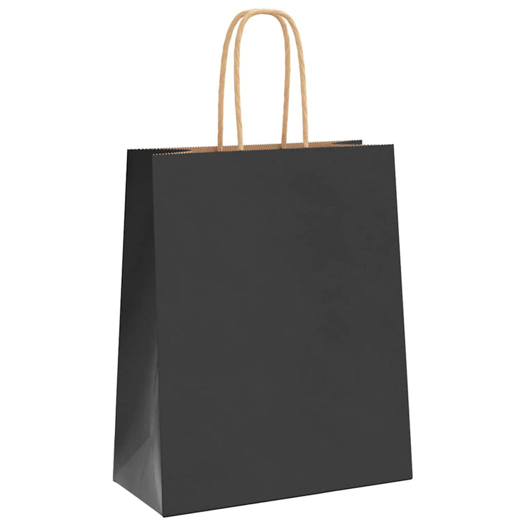 VidaXL Papiertüten 250 Stück mit Griffen 18x8x22 cm schwarz