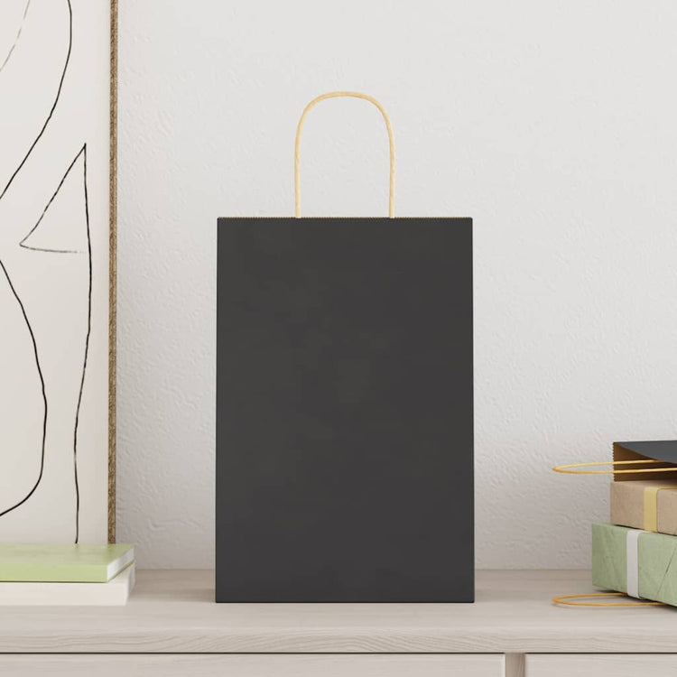 VidaXL Papiertüten 250 Stück mit Griffen 21x11x31 cm schwarz