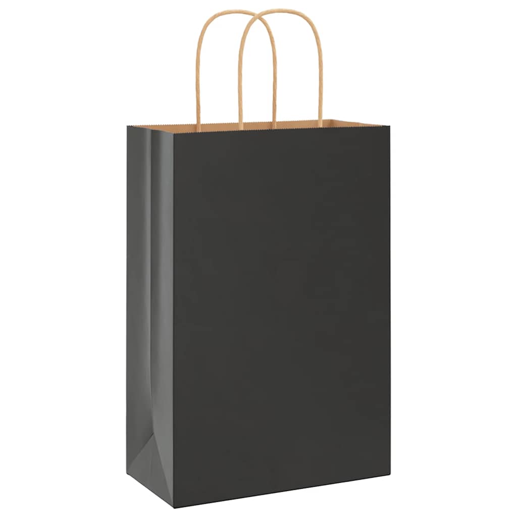 VidaXL Papiertüten 250 Stück mit Griffen 21x11x31 cm schwarz