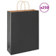 VidaXL Papiertüten 250 Stück mit Griffen 32x12x42 cm schwarz