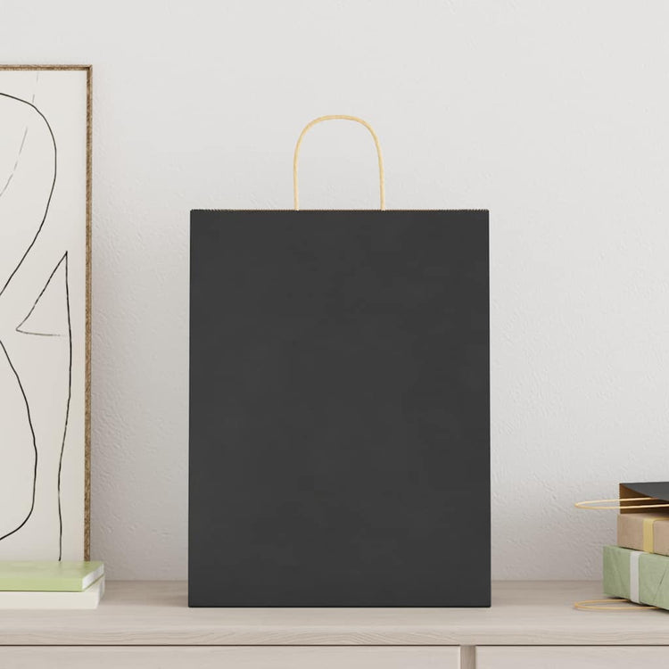 VidaXL Papiertüten 250 Stück mit Griffen 32x12x42 cm schwarz
