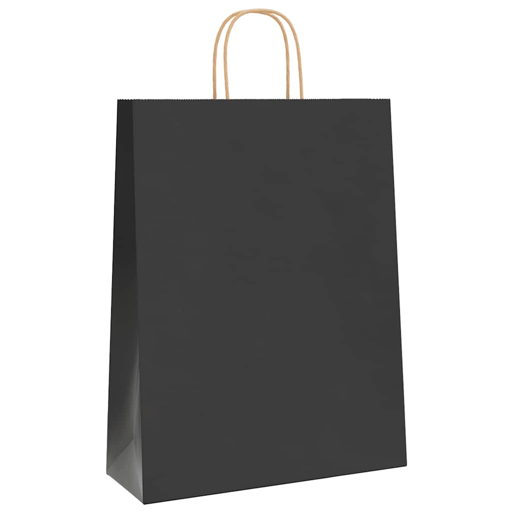 VidaXL Papiertüten 250 Stück mit Griffen 32x12x42 cm schwarz