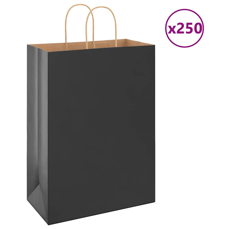 VidaXL Papiertüten 250 Stück mit Griffen 32x17x44 cm schwarz