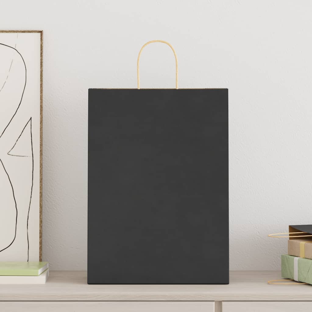 VidaXL Papiertüten 250 Stück mit Griffen 32x17x44 cm schwarz