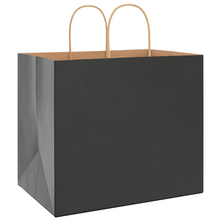 VidaXL Papiertüten 250 Stück mit Griffen 32x22x28 cm schwarz