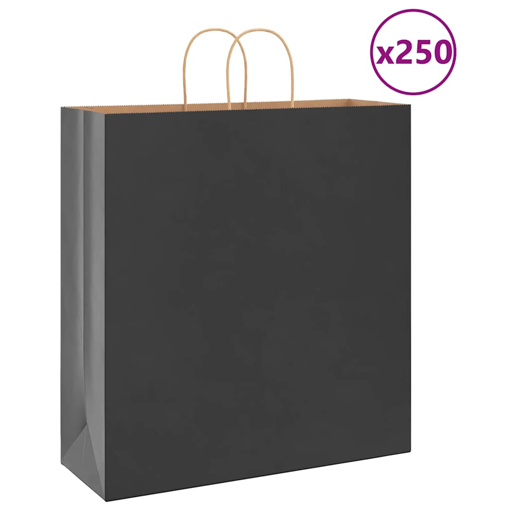 VidaXL Papiertüten 250 Stück mit Griffen 45x17x48 cm schwarz