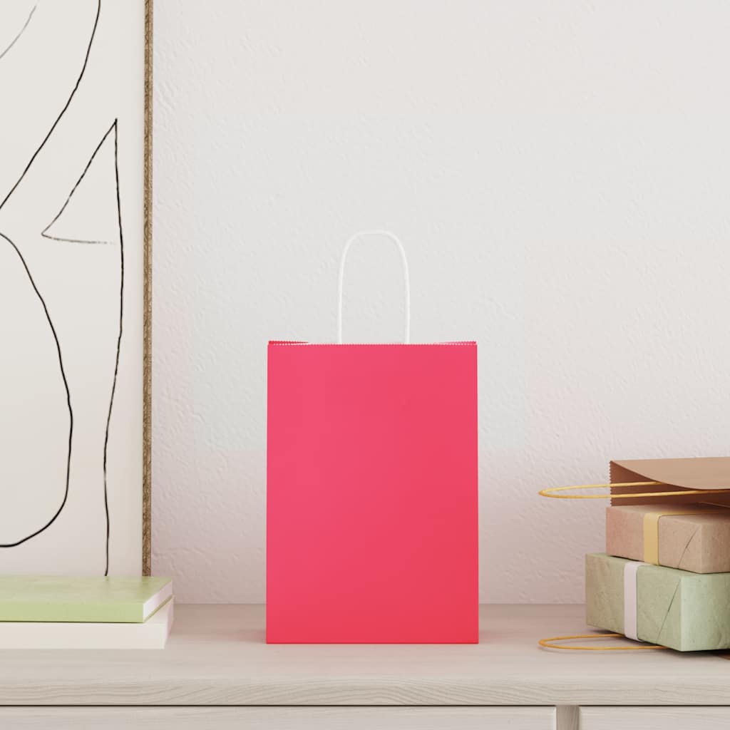 VidaXL Papiertüten 50 Stück mit Griffen 15x8x21 cm rosa