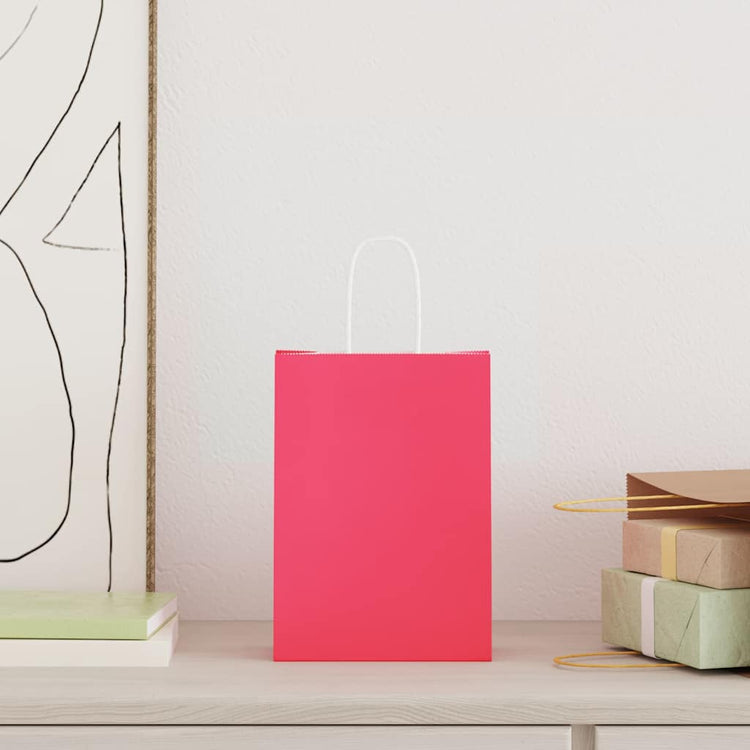 VidaXL Papiertüten 50 Stück mit Griffen 15x8x21 cm rosa