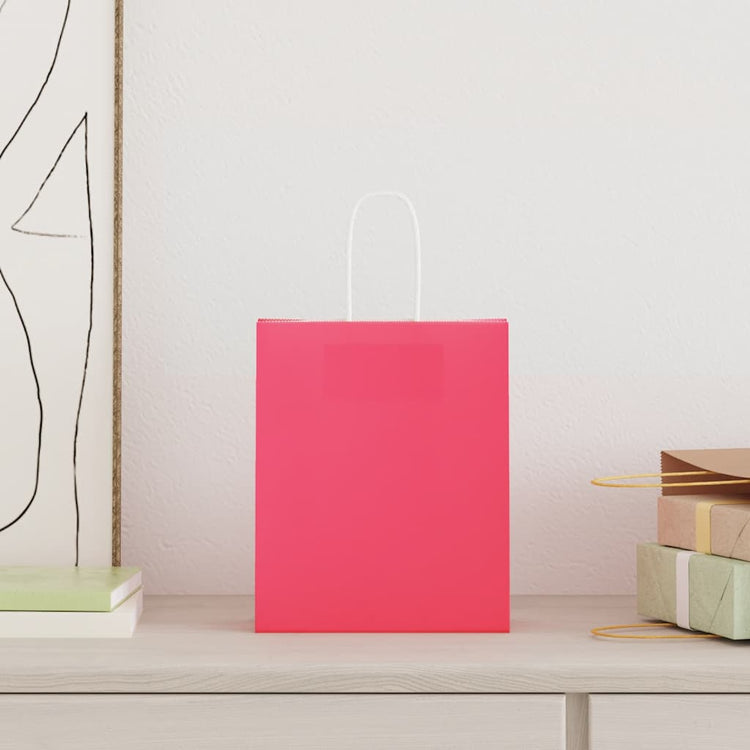 VidaXL Papiertüten 50 Stück mit Griffen 18x8x22 cm rosa