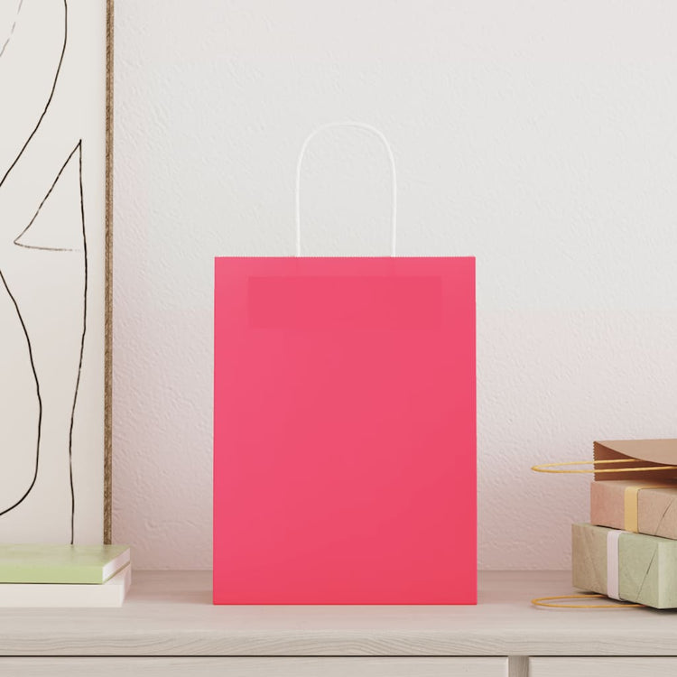 VidaXL Papiertüten 50 Stück mit Griffen 21x11x28 cm rosa