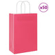 VidaXL Papiertüten 50 Stück mit Griffen 21x11x31 cm rosa