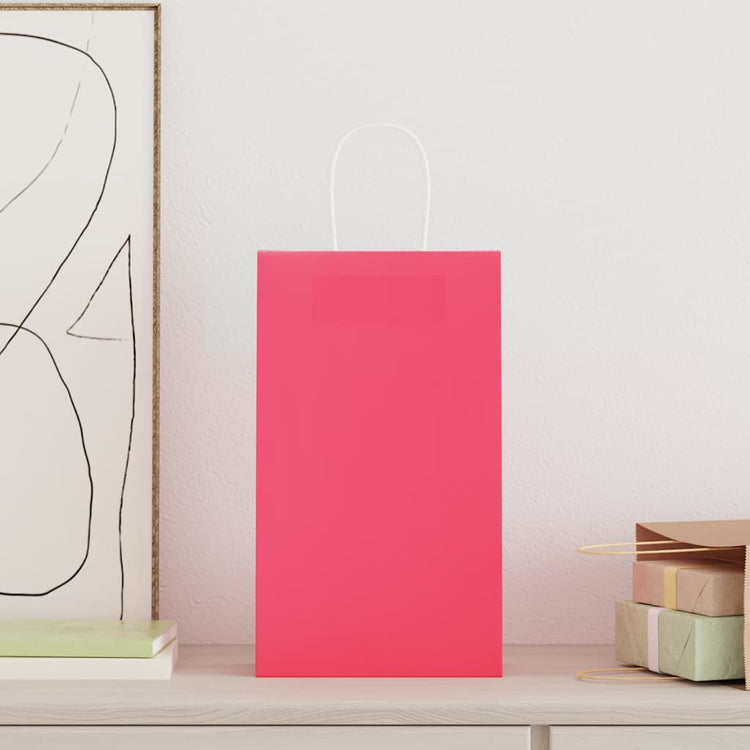 VidaXL Papiertüten 50 Stück mit Griffen 21x11x36 cm rosa