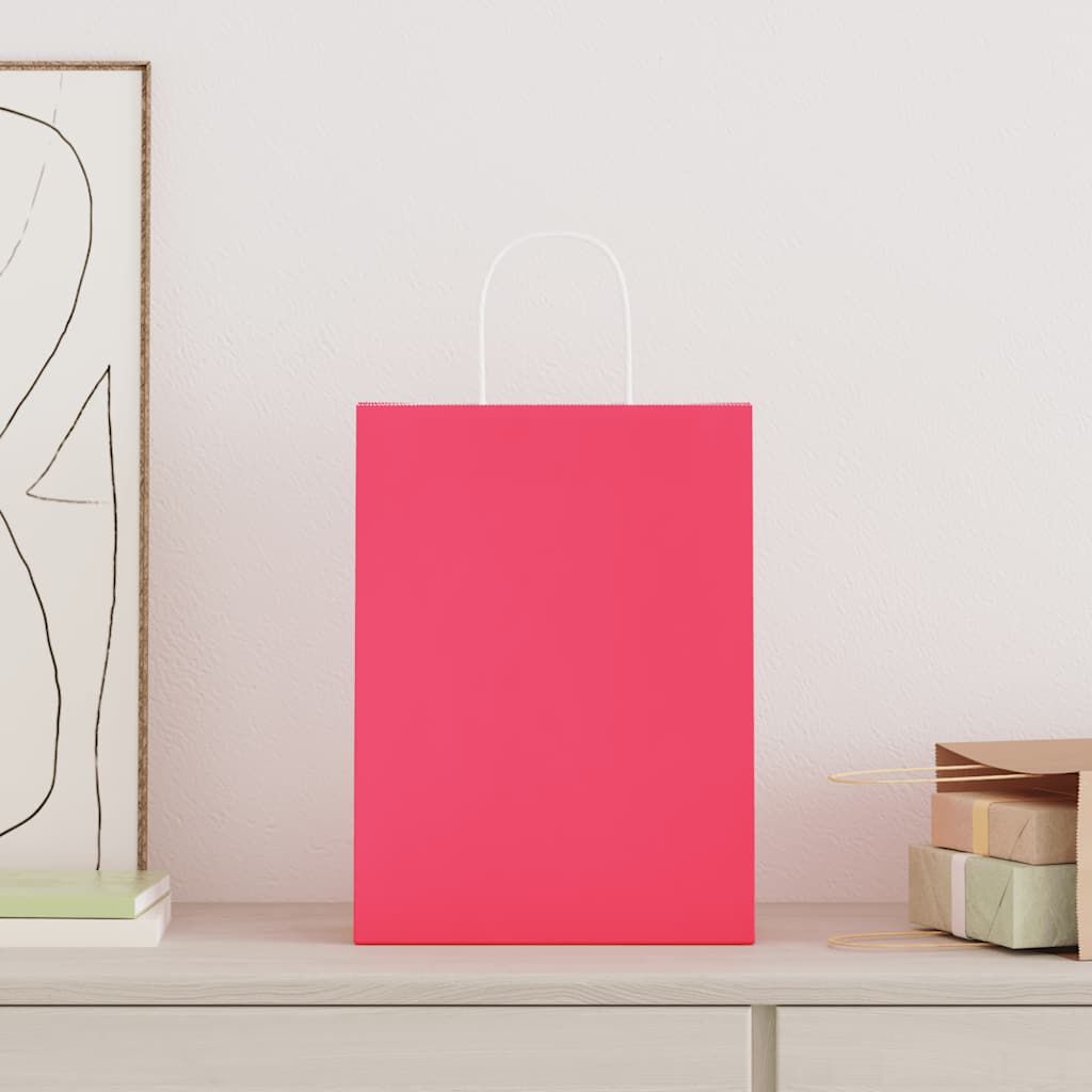 VidaXL Papiertüten 50 Stück mit Griffen 26x12x35 cm rosa