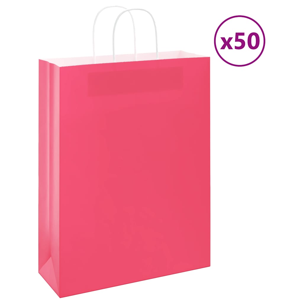 VidaXL Papiertüten 50 Stück mit Griffen 32x12x42 cm rosa