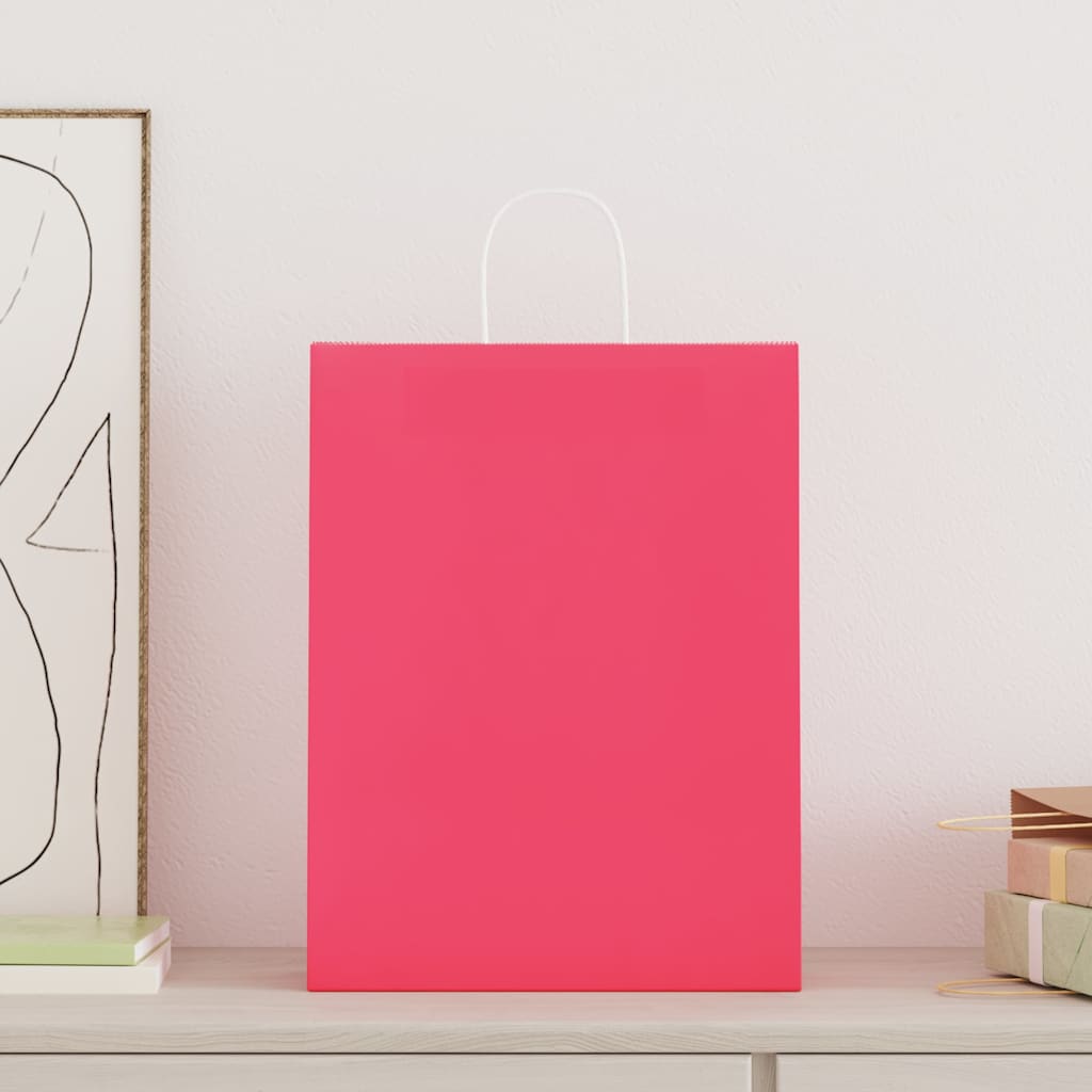 VidaXL Papiertüten 50 Stück mit Griffen 32x12x42 cm rosa