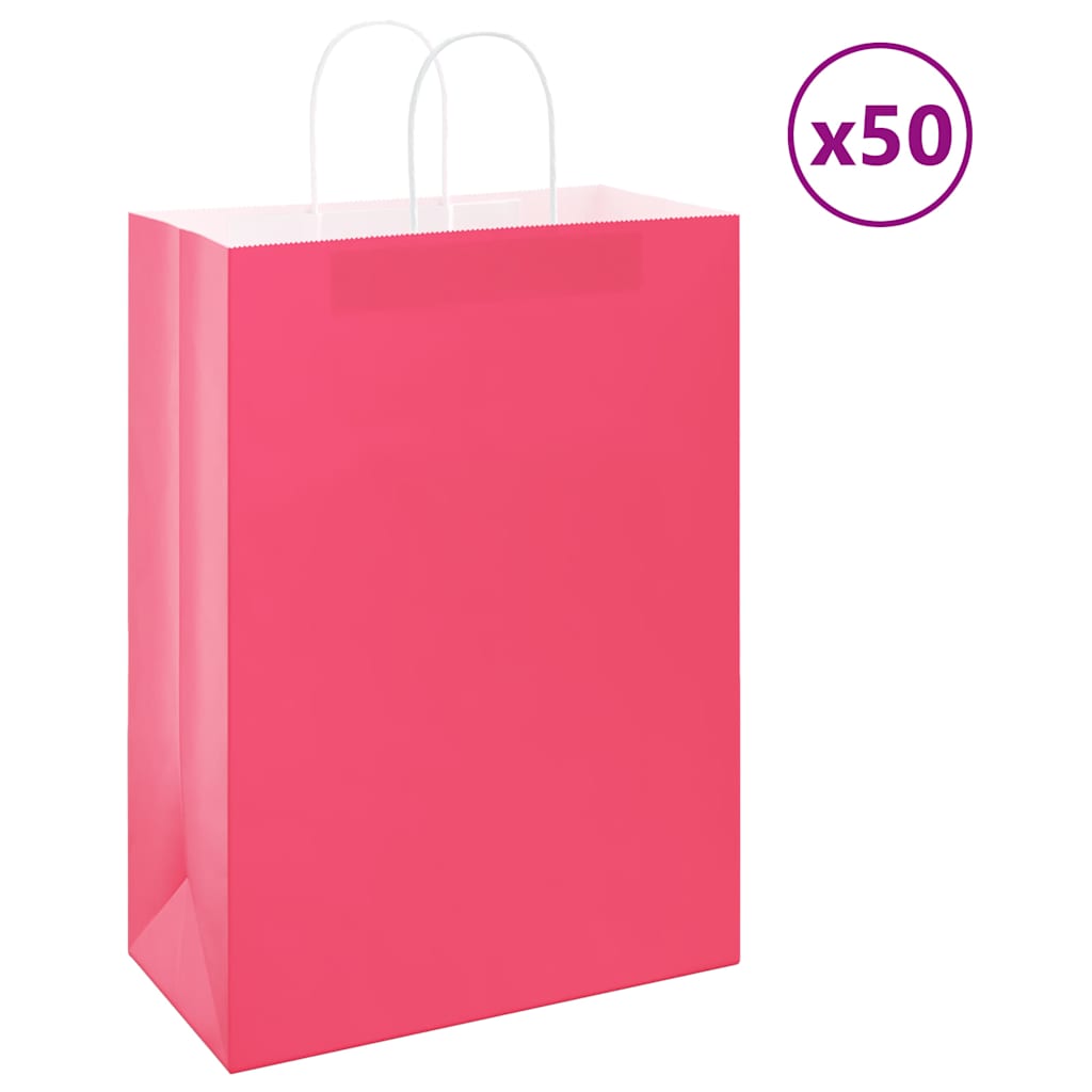 VidaXL Papiertüten 50 Stück mit Griffen 32x17x44 cm rosa