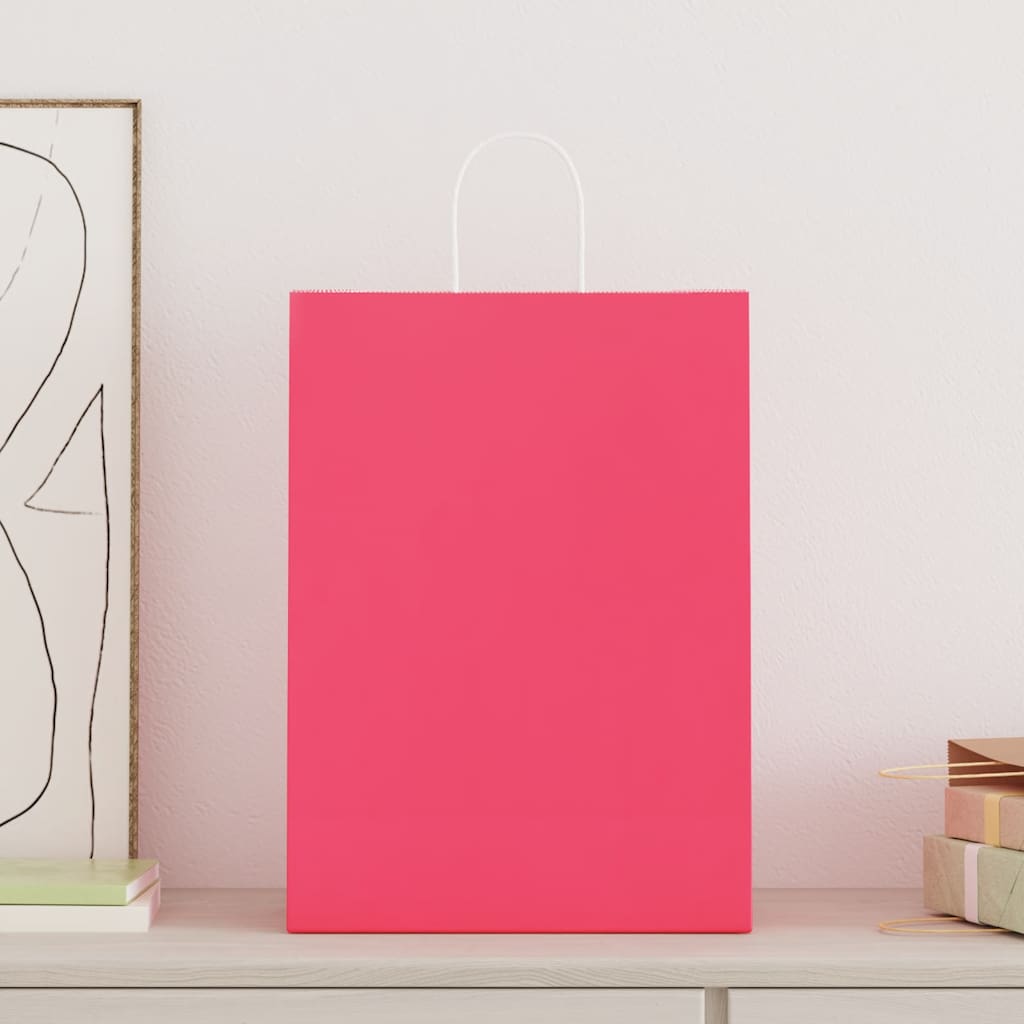 VidaXL Papiertüten 50 Stück mit Griffen 32x17x44 cm rosa