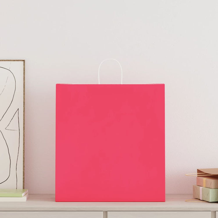 VidaXL Papiertüten 50 Stück mit Griffen 45x17x48 cm rosa