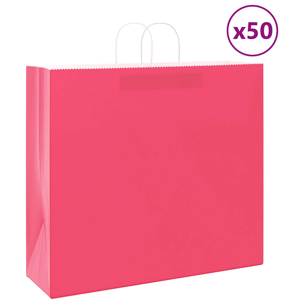 VidaXL Papiertüten 50 Stück mit Griffen 54x15x49 cm rosa