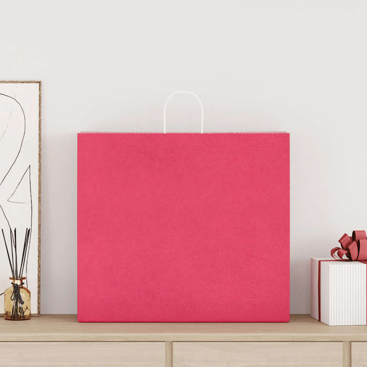 VidaXL Papiertüten 50 Stück mit Griffen 54x15x49 cm rosa