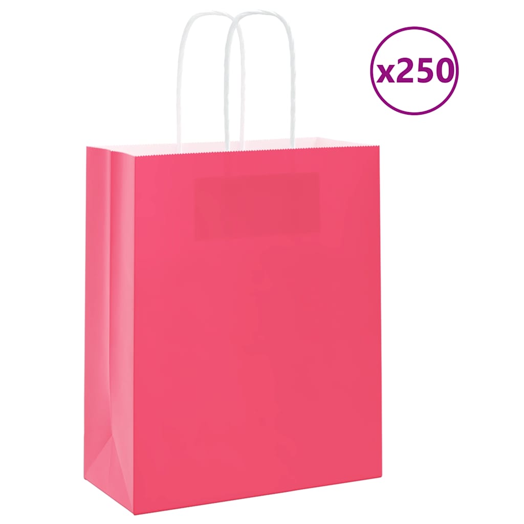 VidaXL Papiertüten 250 Stück mit Griffen 18x8x22 cm rosa