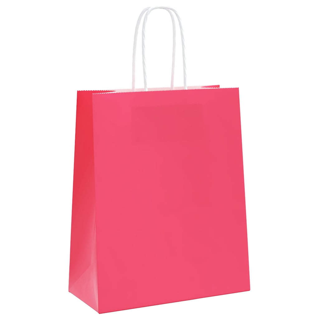 VidaXL Papiertüten 250 Stück mit Griffen 18x8x22 cm rosa