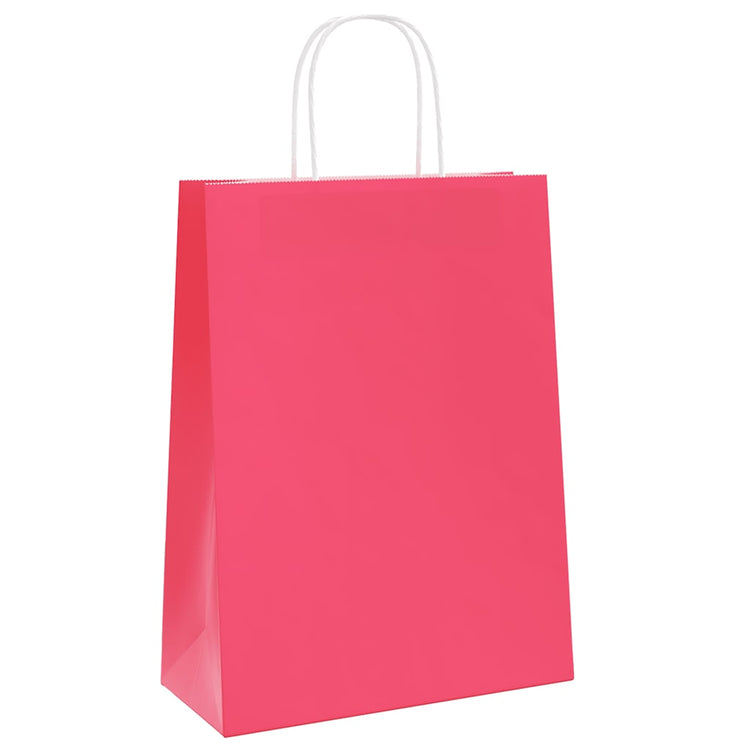 VidaXL Papiertüten 250 Stück mit Griffen 26x12x35 cm rosa