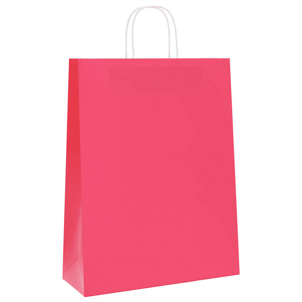 VidaXL Papiertüten 250 Stück mit Griffen 32x12x42 cm rosa