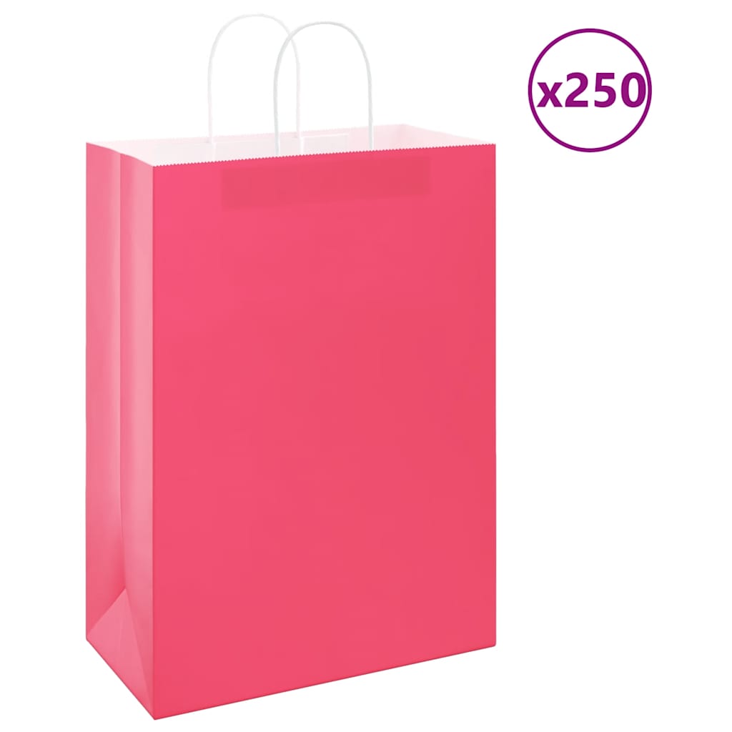 VidaXL Papiertüten 250 Stück mit Griffen 32x17x44 cm rosa