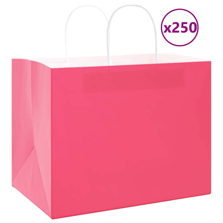 VidaXL Papiertüten 250 Stück mit Griffen 32x22x24 cm rosa