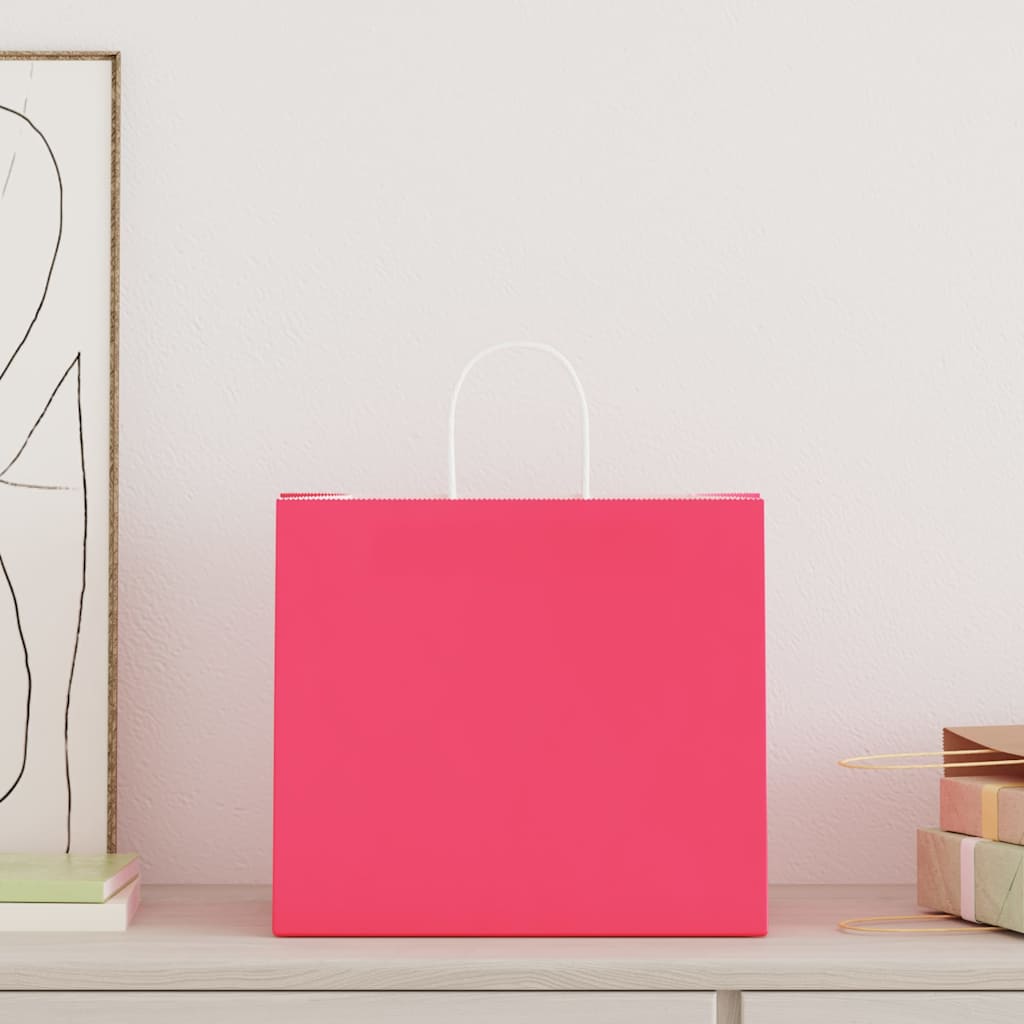 VidaXL Papiertüten 250 Stück mit Griffen 32x22x28 cm rosa
