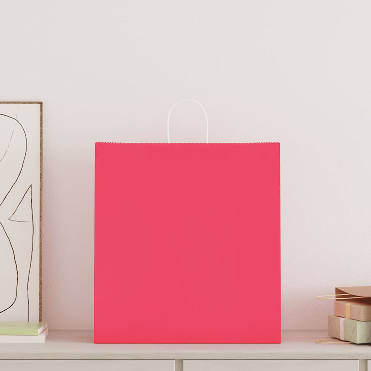 VidaXL Papiertüten 250 Stück mit Griffen 45x17x48 cm rosa