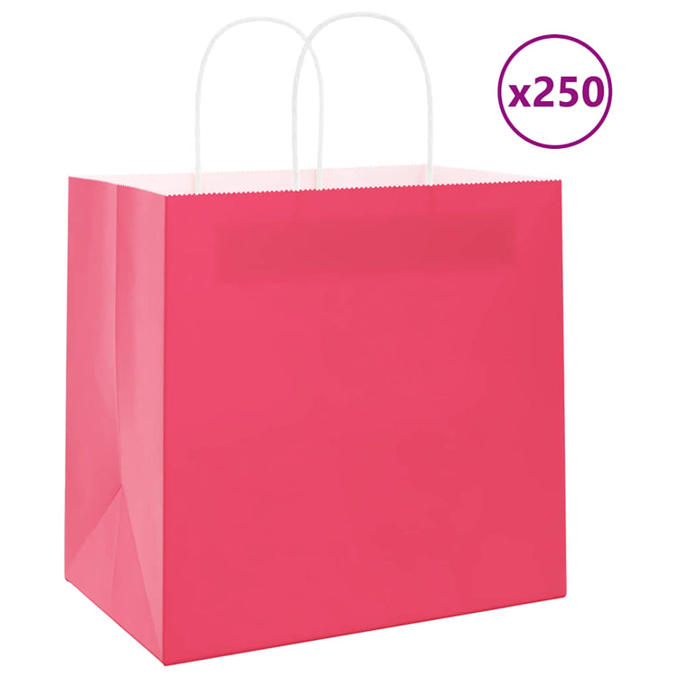 VidaXL Papiertüten 250 Stück mit Griffen 54x15x49 cm rosa