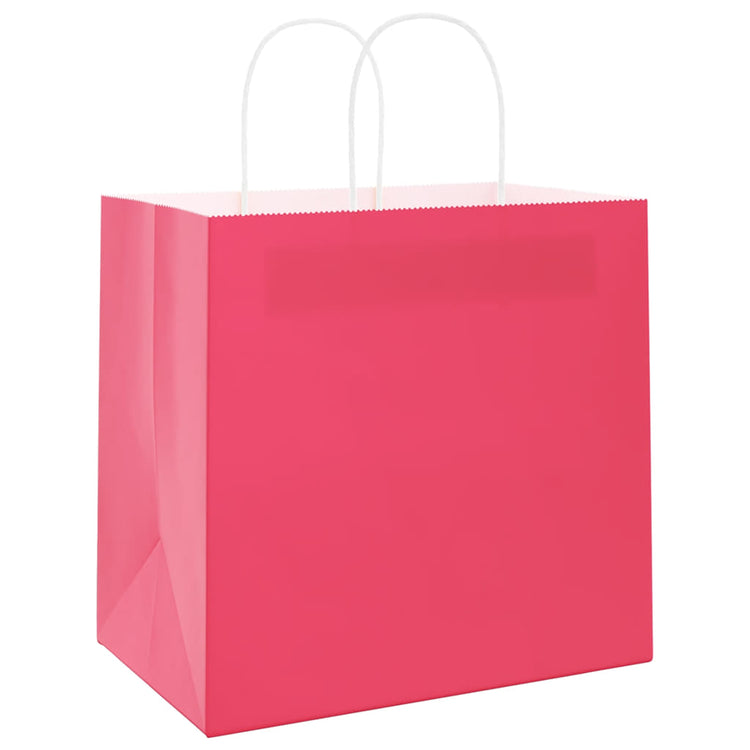 VidaXL Papiertüten 250 Stück mit Griffen 54x15x49 cm rosa