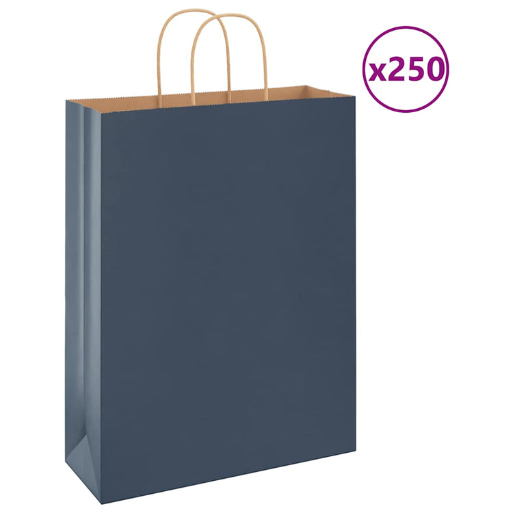 VidaXL Papiertüten 250 Stück mit Griffen 32x12x42 cm blau