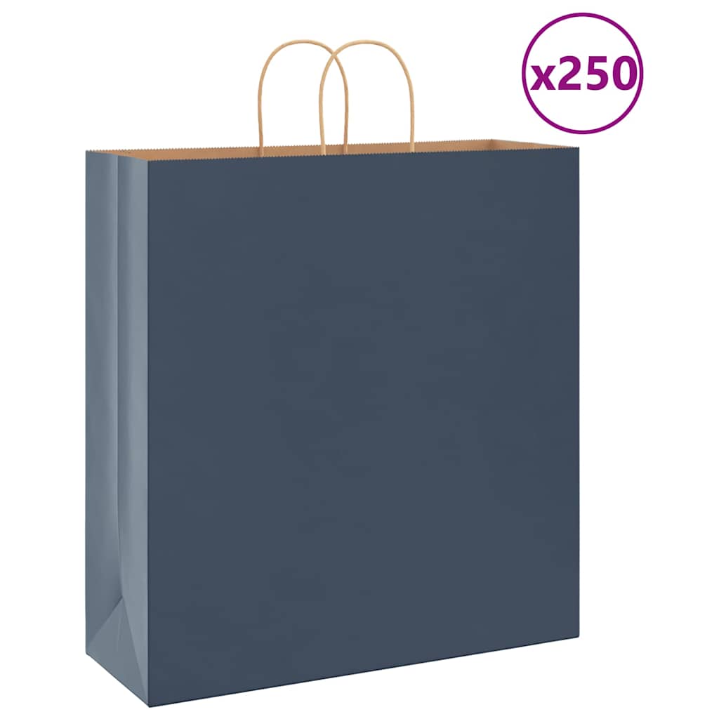 VidaXL Papiertüten 250 Stück mit Griffen 45x17x48 cm blau