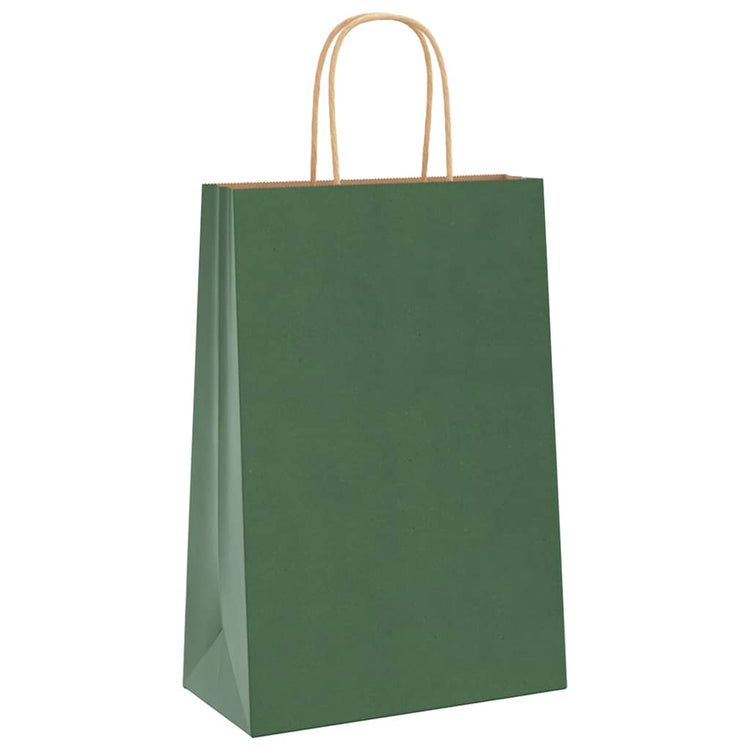 VidaXL Papiertüten 250 Stück mit Griffen 21x11x31 cm grün