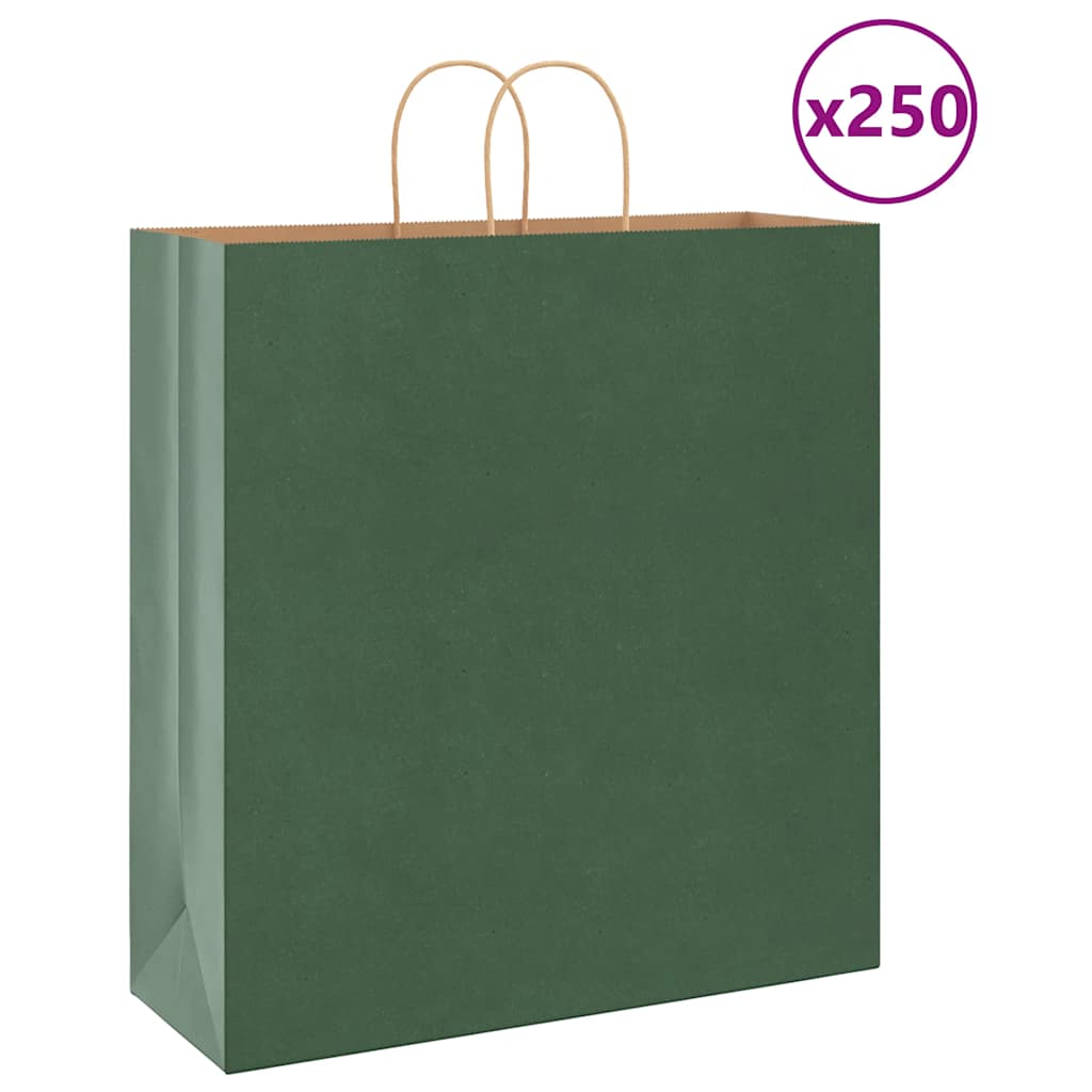 VidaXL Papiertüten 250 Stück mit Griffen 45x17x48 cm grün